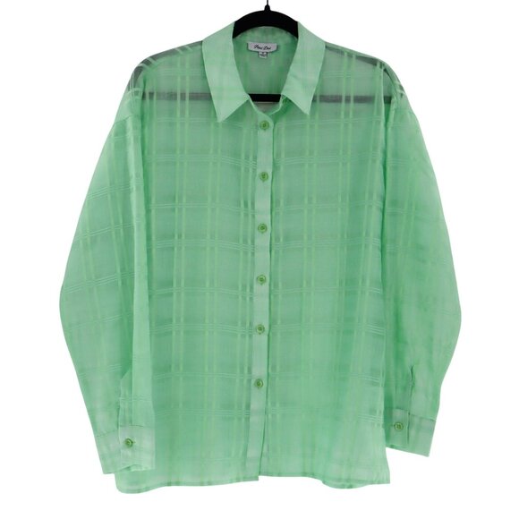 Petal Dew Sheer Plaid Shirt Women Green Coquette Twee Retro Vintage-Inspired NWT - Picture 1 of 9